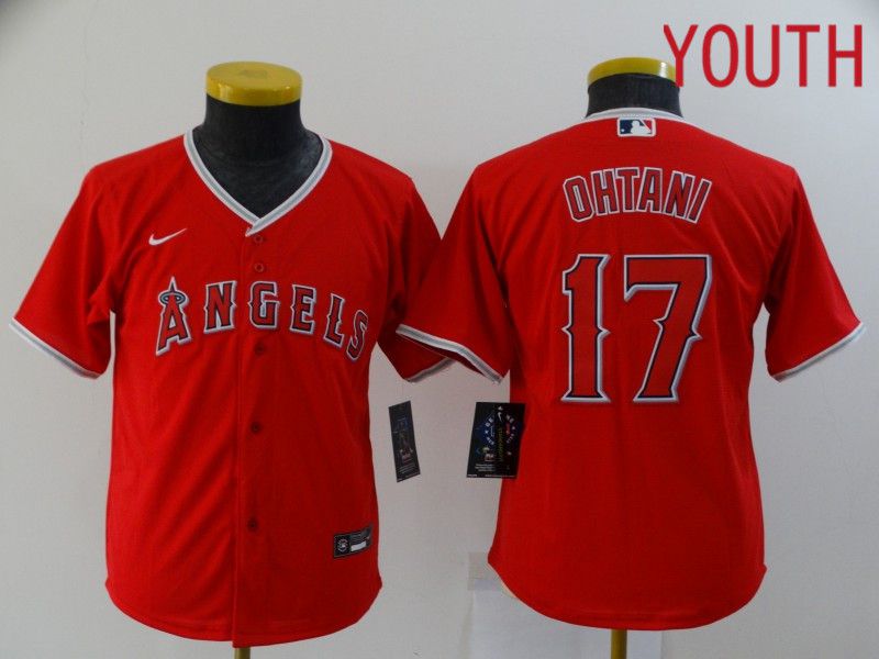 Youth Los Angeles Angels #17 Ohtani Red Nike Game 2021 MLB Jersey